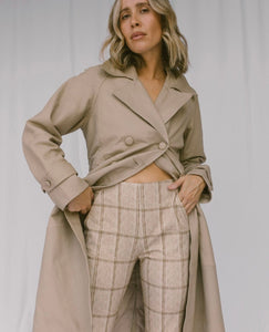 Shop Getty Ponte Flared Pant │ Oatmeal Check - ONCEWAS