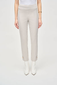 Shop Houndstooth Jacquard Slim Fit Pants Style 243180 | Beige/Off-White - Joseph Ribkoff