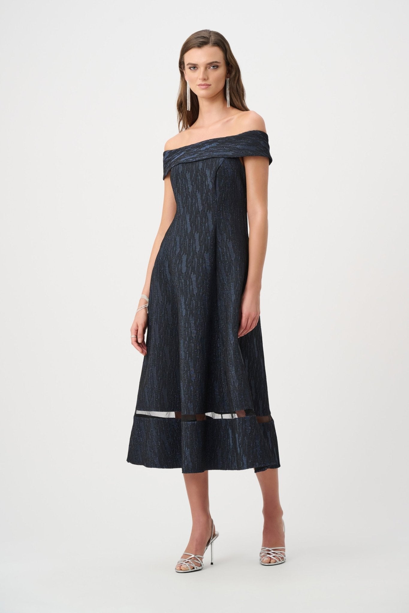 Joseph Ribkoff Womens Foil-Textured Jacquard Off-Shoulder Dress 263742 –  STELLA ROSE FASHIONS