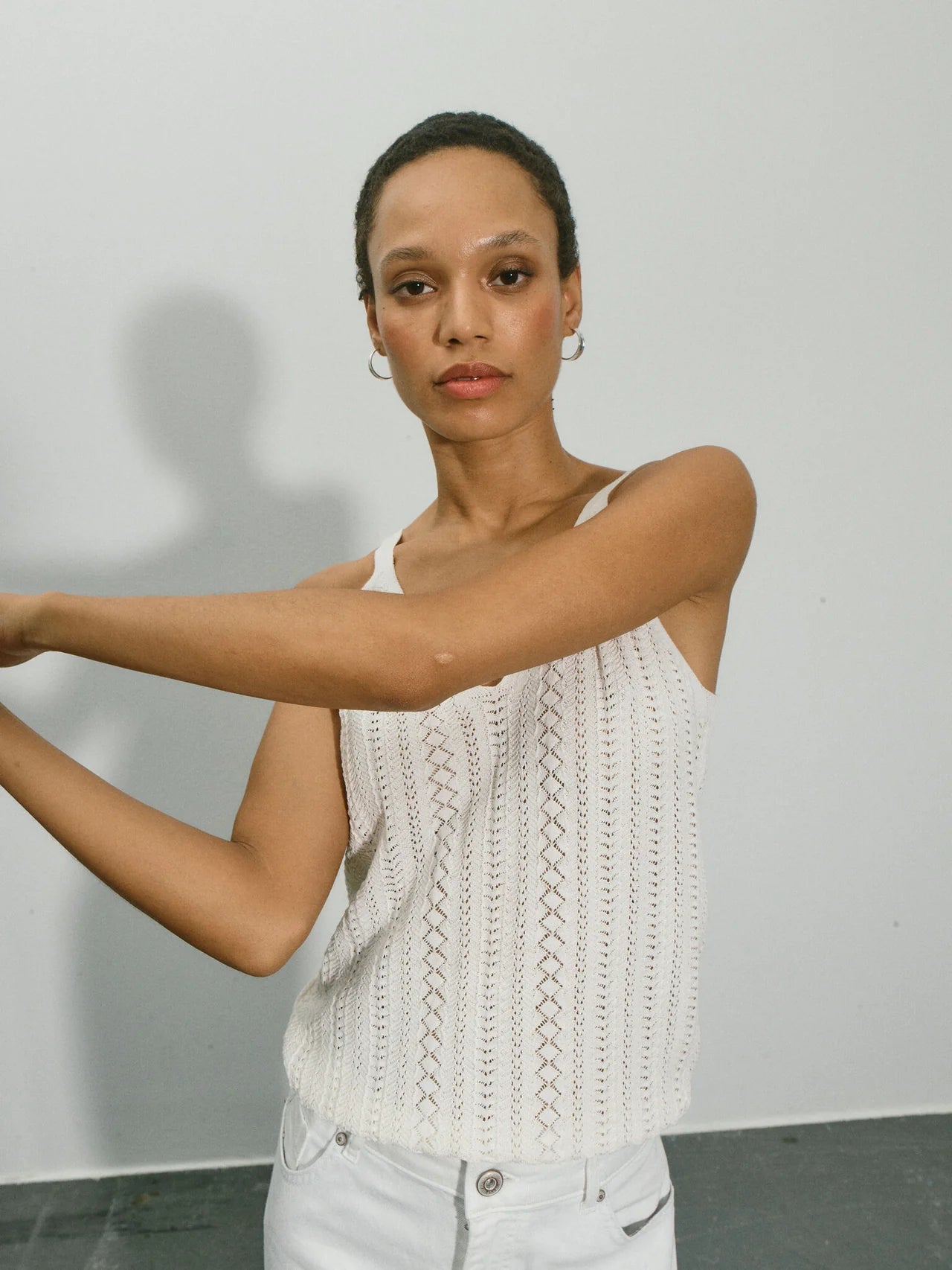MOS MOSH Cressida Melange Knit Top, Ecru, Faded Rose, Regatta