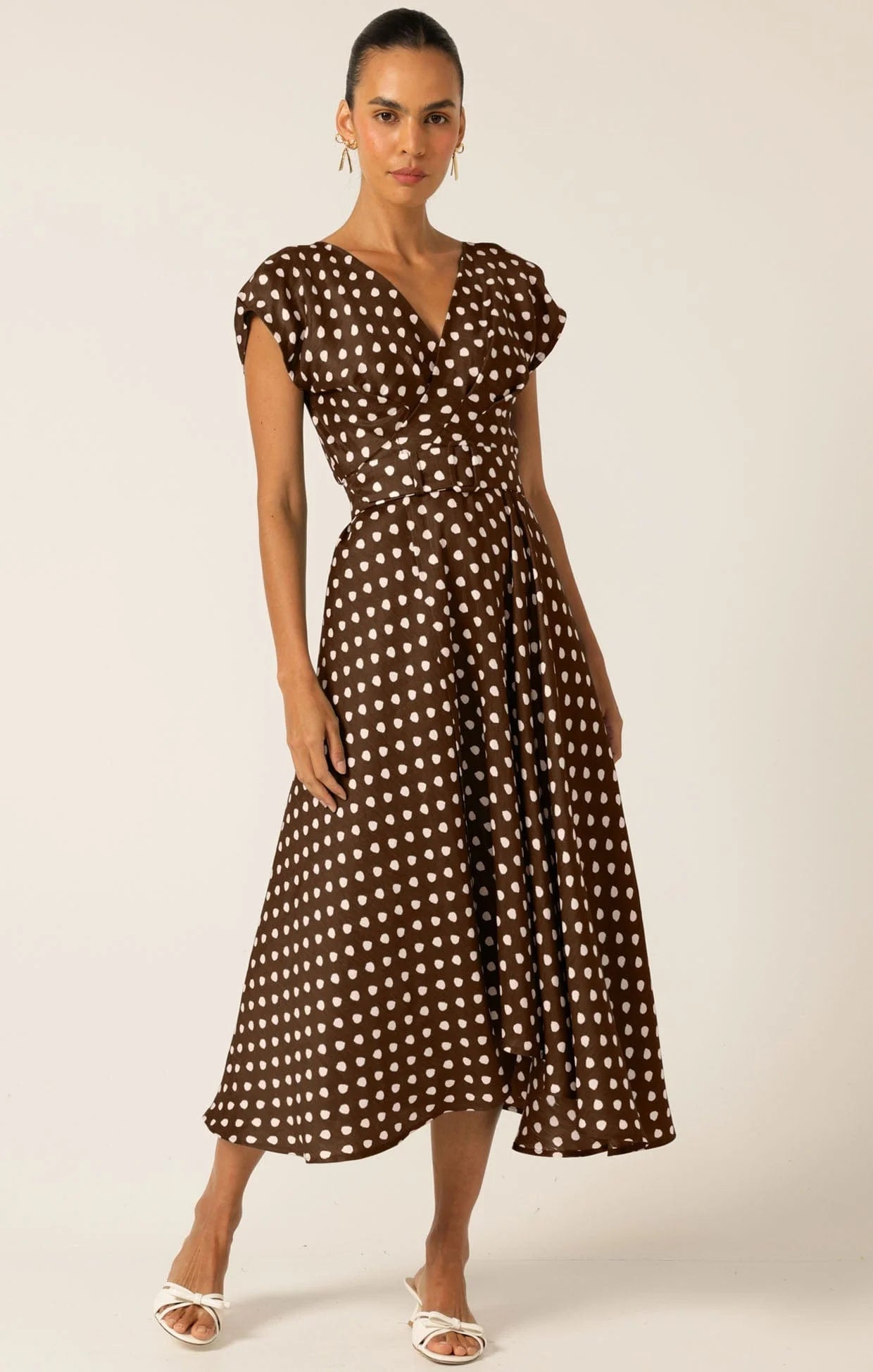 SACHA DRAKE Dottie Wrap Midi Event Dress, Polka Dot – Women's