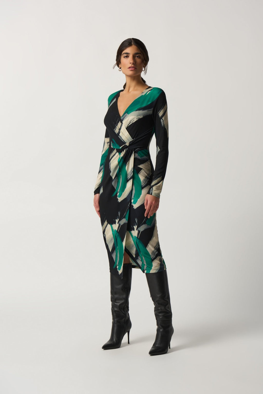 Green snake print wrap on sale dress