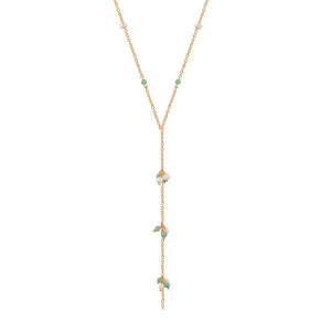 Shop Bamboo Necklace | Amazonite Beads & Freshwater Pearls - Bianc