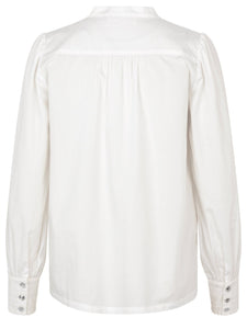 Shop Broderie Angalise Button Through Blouse in White Organic Cotton - Rosemunde Back