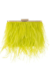 Shop Estelle Feather Clutch Bag | Chartreuse - Olga Berg