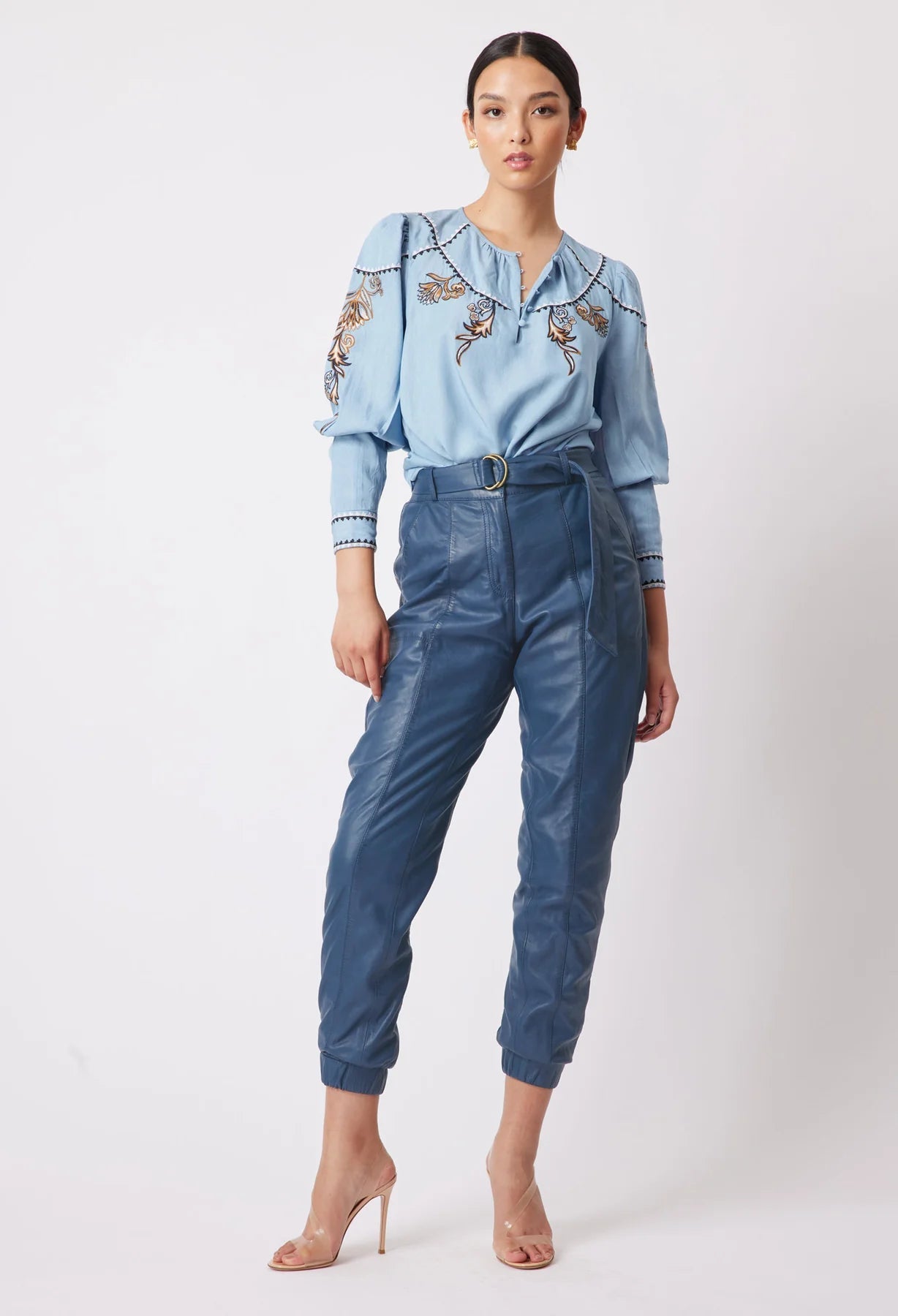Shop Getty Embroidered Top │ Chambray - ONCEWAS