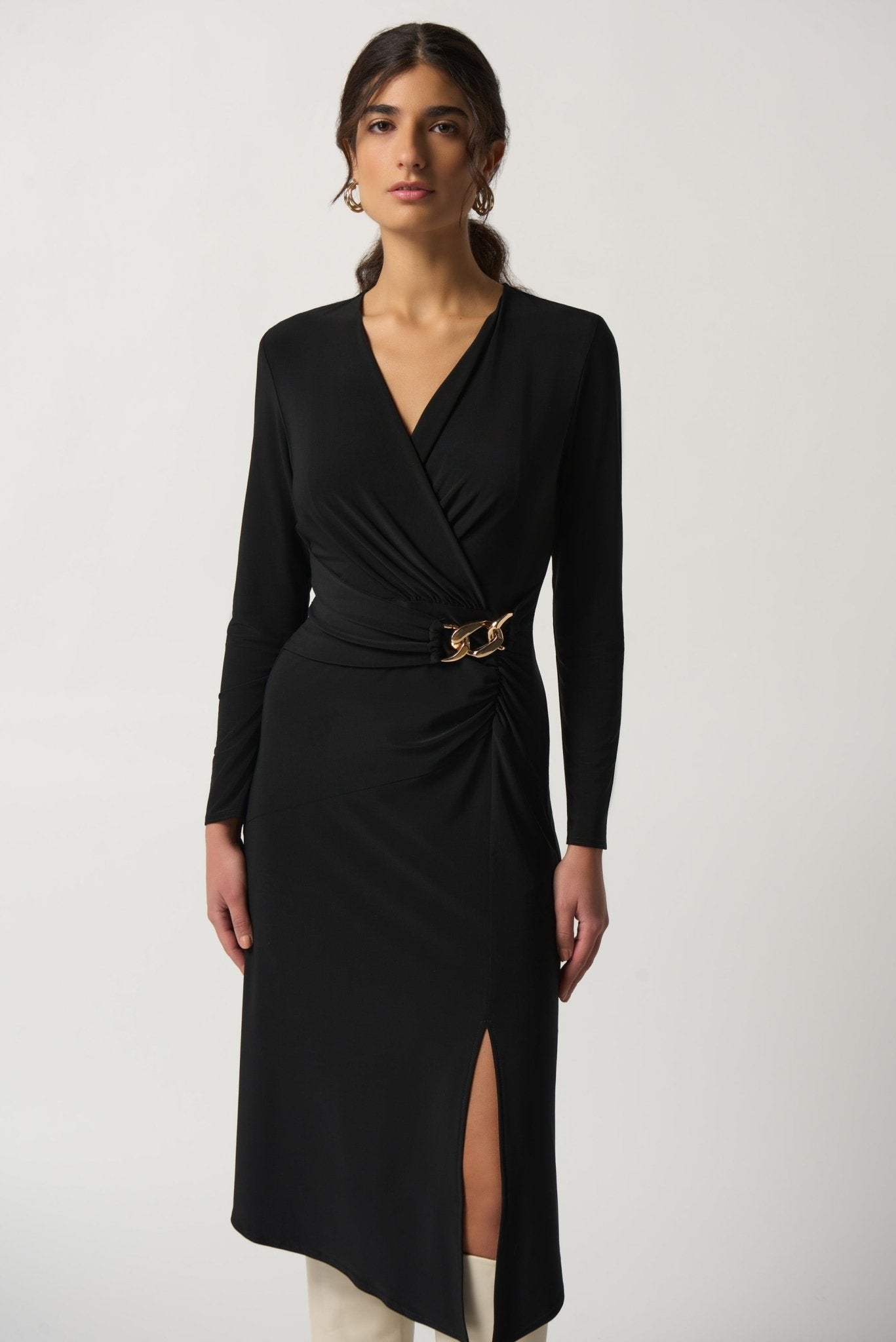 Joseph Ribkoff Long Sleeve Wrap Dress Style Black - Women's | Stella Rose STELLA ROSE FASHIONS Joseph Ribkoff Long Sleeve Wrap Dress Style Black - Women's | Stella Rose STELLA ROSE FASHIONS
