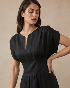 Shop Sammy Dress in Black Linen by Maggie The Label - Maggie The Label