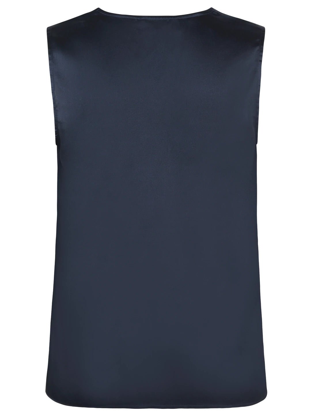 Shop Silk V-Neck Top in Dark Blue - Rosemunde