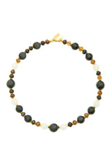 Talis Chains Deconstructed Beaded Necklace- Black/Brown Multi
