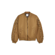Summum Woman Bomber Jacket with Lace-Up Detail