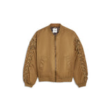 Summum Woman Bomber Jacket with Lace-Up Detail
