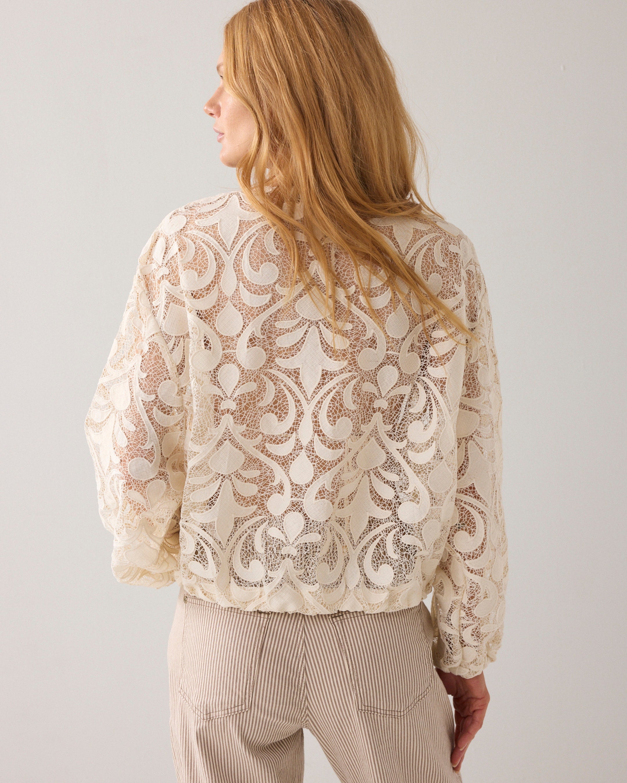 Summum Woman Lace Bomber Jacket Ivory