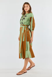 Itami Cension Embroidered Kaftan Dress Khaki