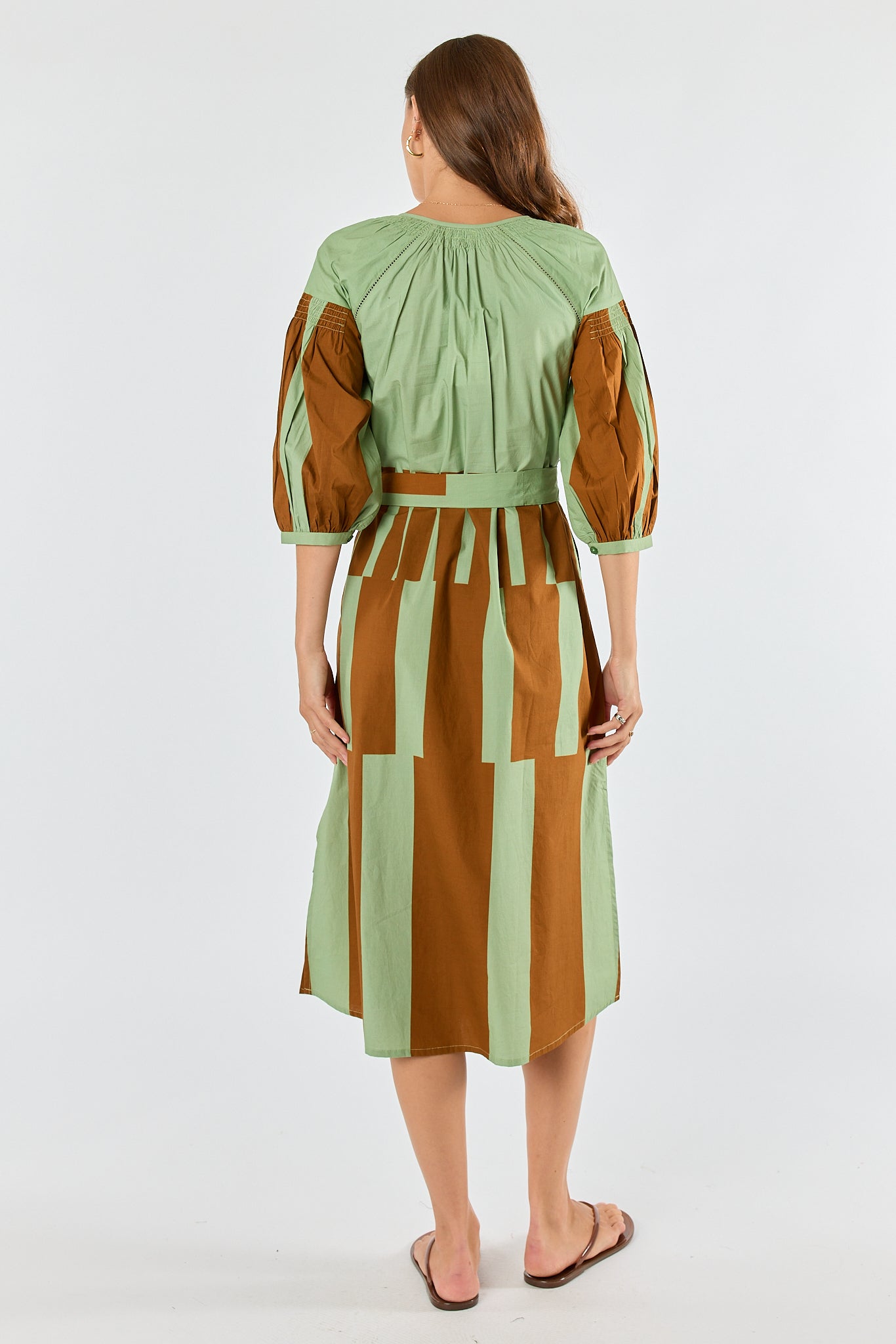 Itami Cension Embroidered Kaftan Dress Khaki