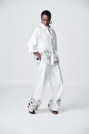 Herzens Silk Blouse Aluminium Super White Multi
