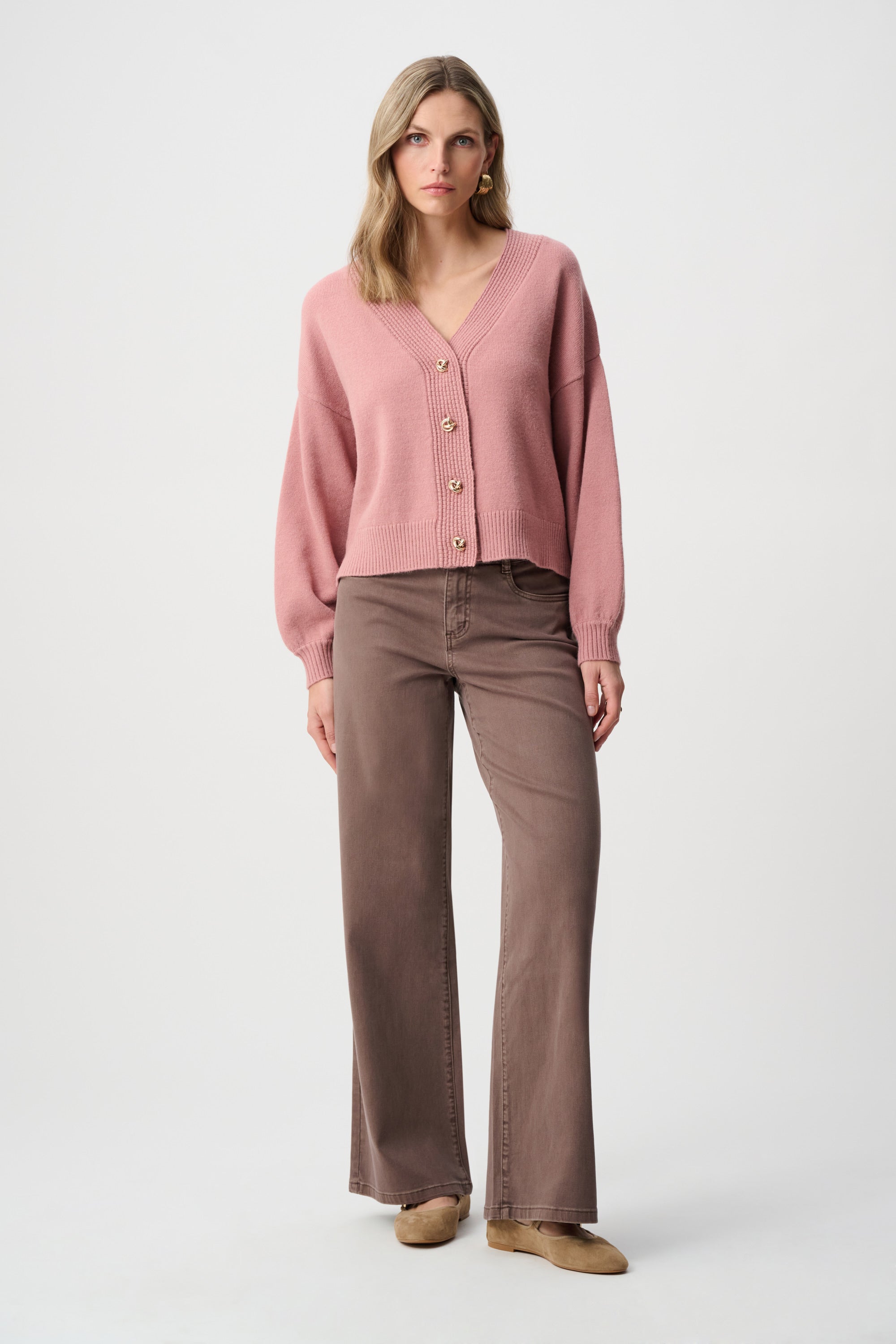 Joseph Ribkoff Goldie Classic Wide-Leg Jeans — Mink