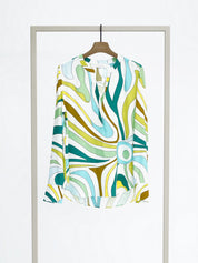 Herzens Silk Blouse Aqua Multi