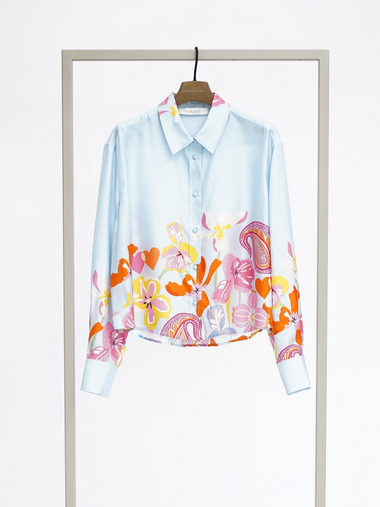 Herzens Silk Blouse Air Pink Multi-6182