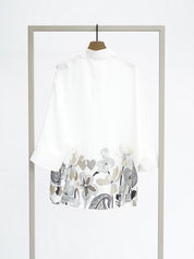 Herzens Silk Blouse Aluminium Super White Multi