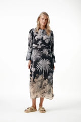 Oneseason Long Genie-Midnight Palm-Viscose-Black
