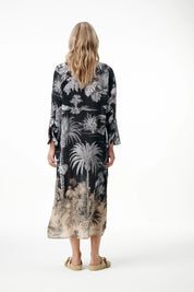Oneseason Long Genie-Midnight Palm-Viscose-Black