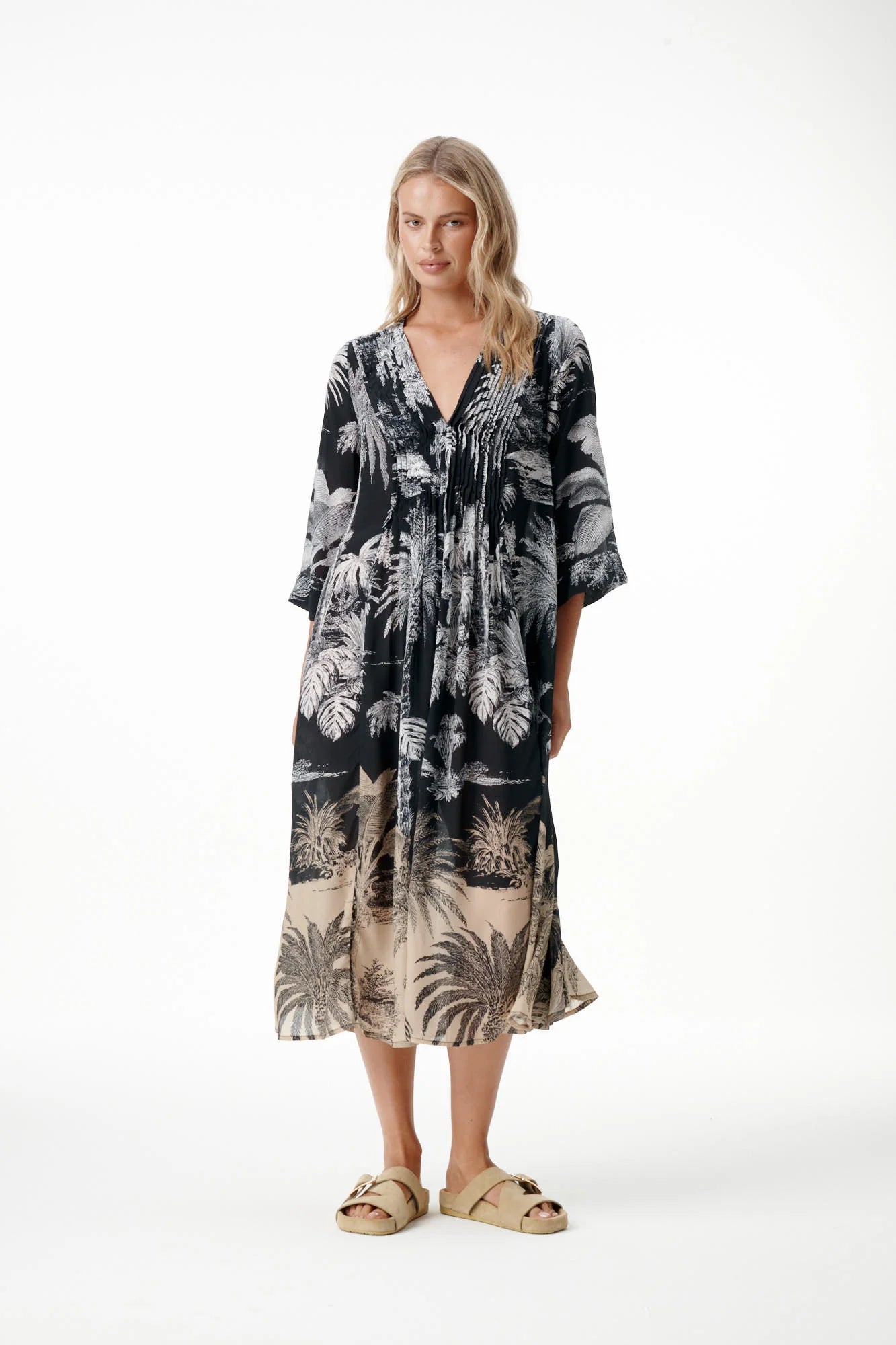 Oneseason Mia-Midnight Palm-Viscose-Black