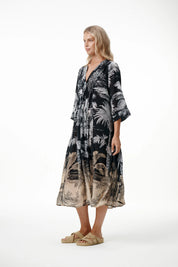 Oneseason Mia-Midnight Palm-Viscose-Black