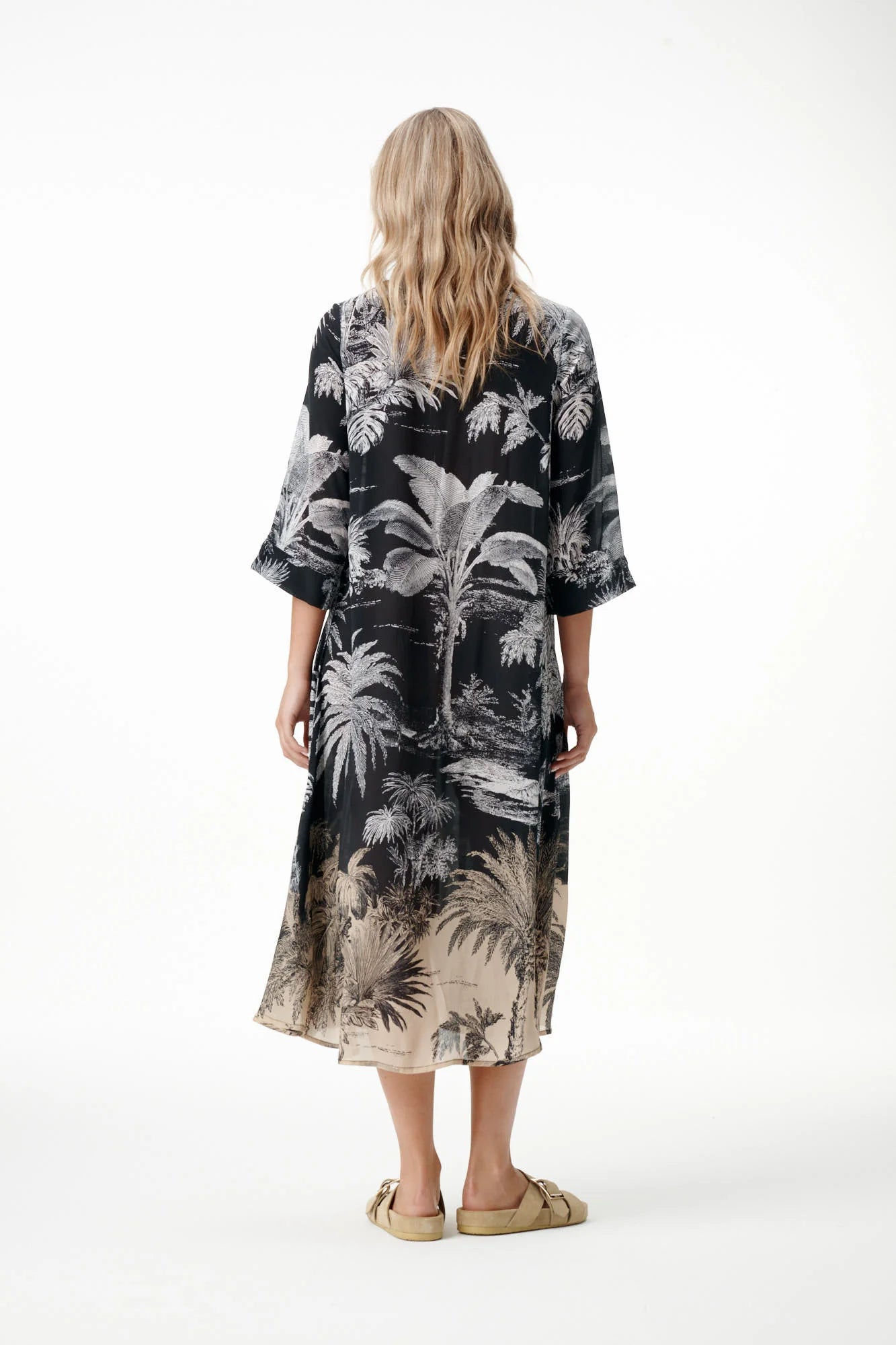 Oneseason Mia-Midnight Palm-Viscose-Black