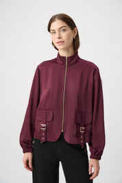 Joseph Ribkoff Satin Puff Sleeve Utility Jacket