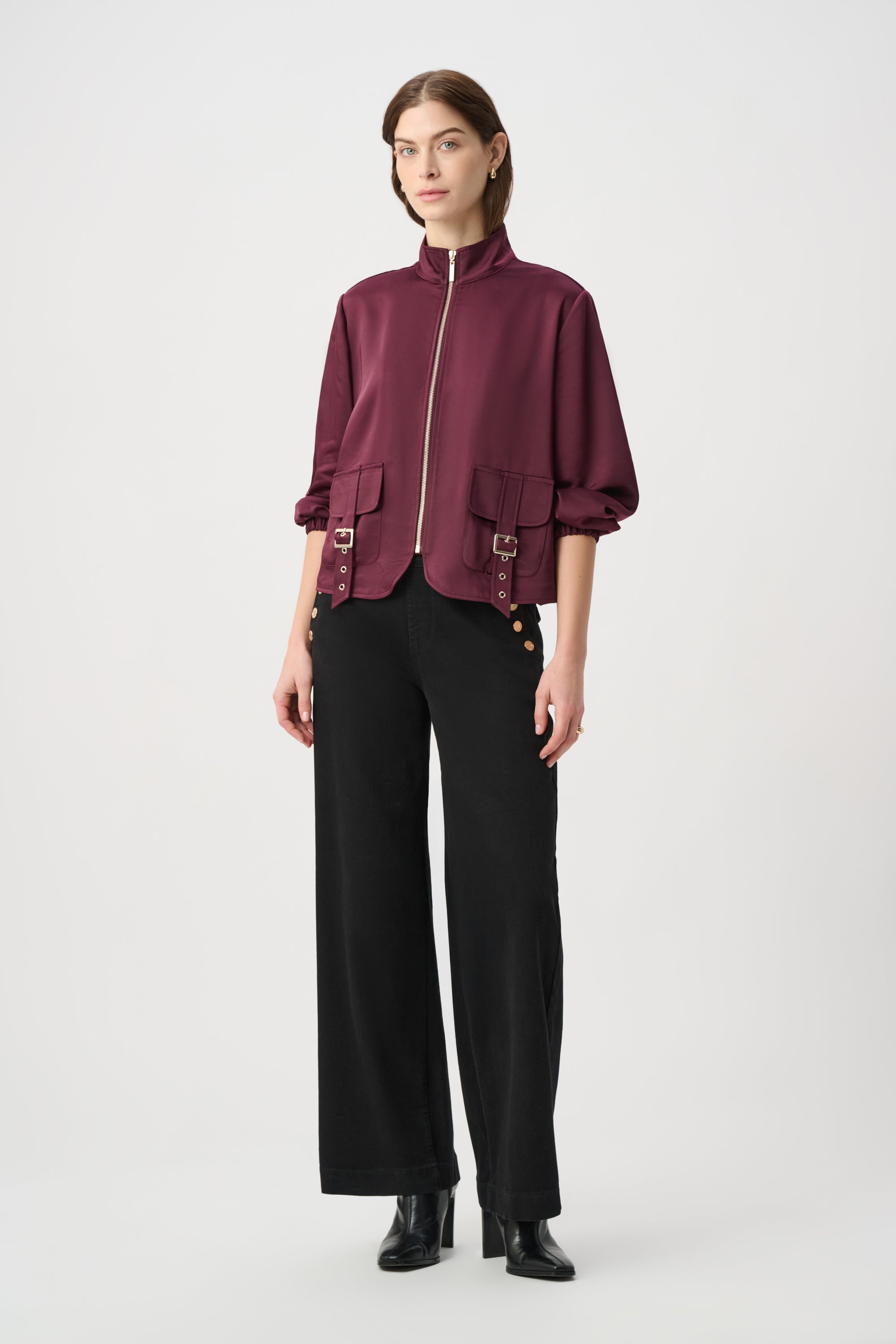 Joseph Ribkoff Satin Puff Sleeve Utility Jacket