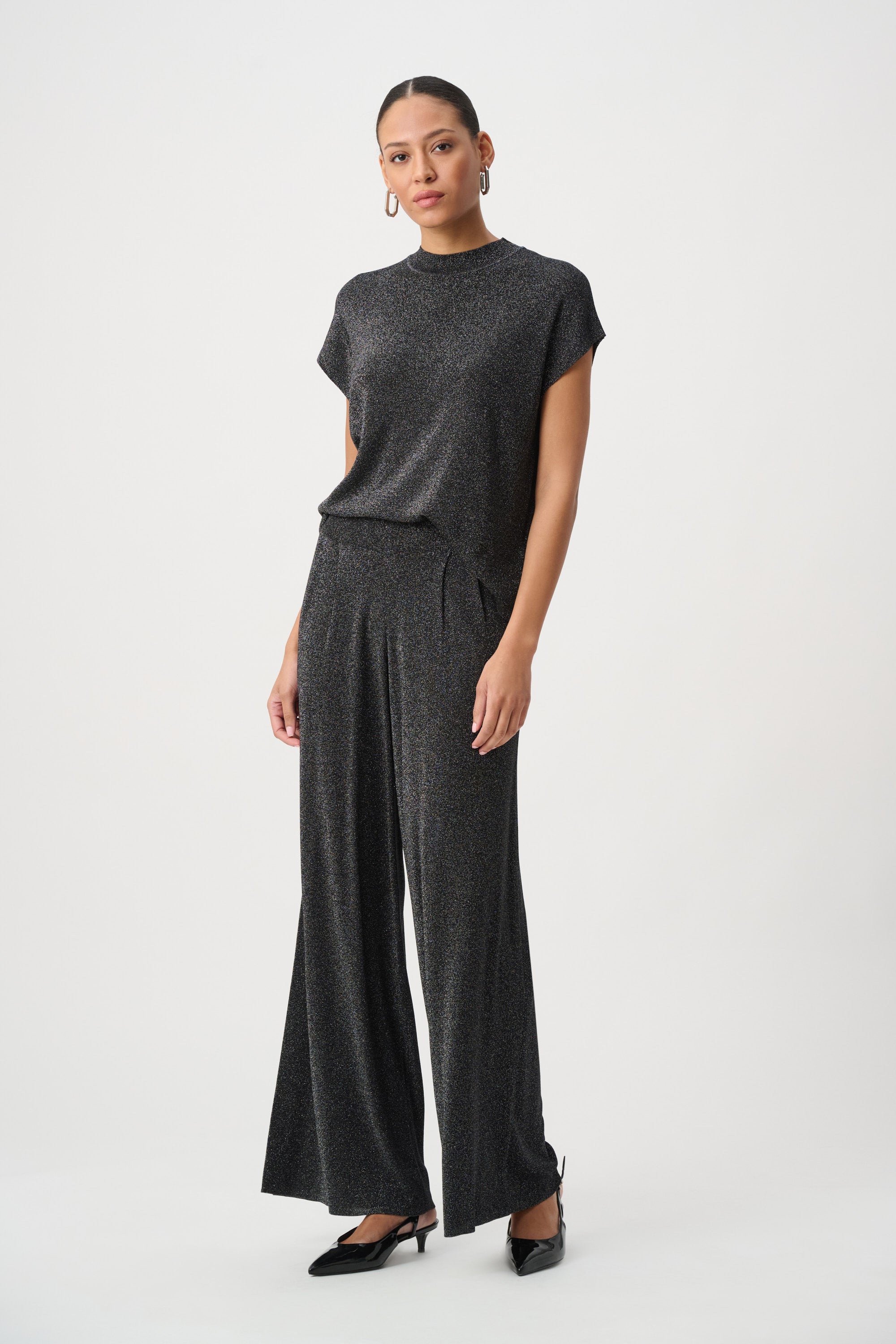 Joseph Ribkoff Lurex Sweater Wide-Leg Pants 264942