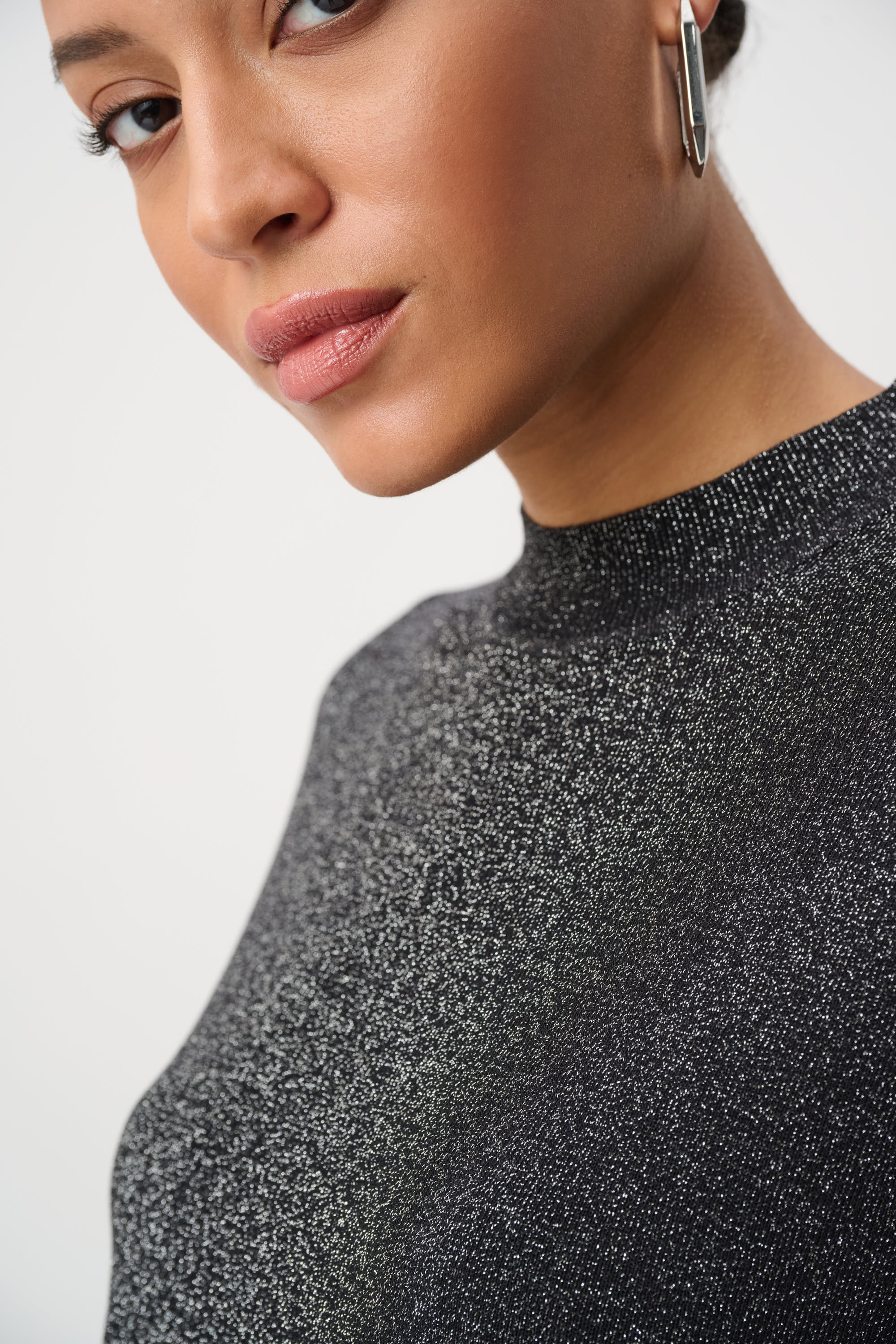 Joseph Ribkoff Mock Neck Lurex Sweater Top 264943