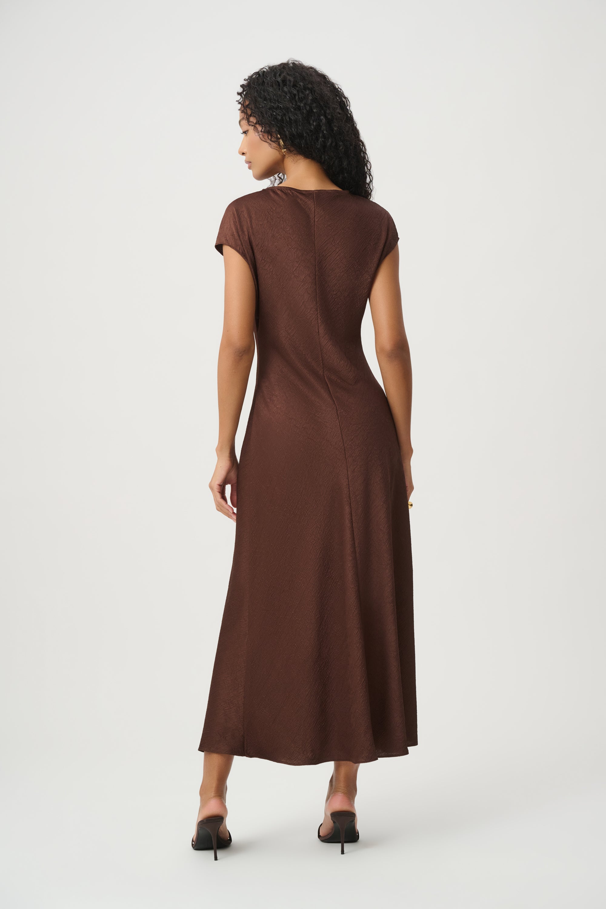 Joseph Ribkoff Crushed Satin Midi A-Line Dress