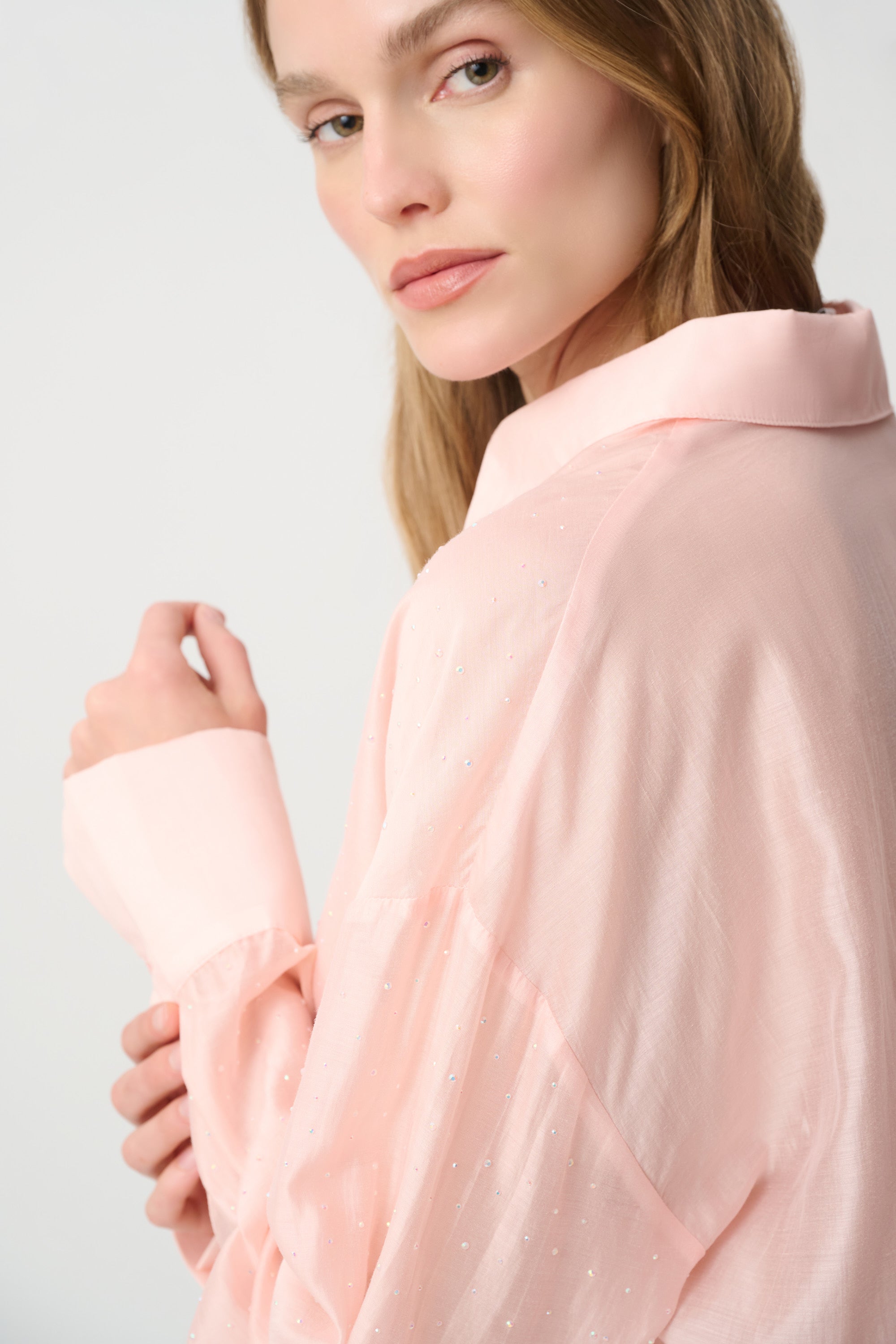 Joseph Ribkoff Rhinestone-Embellished Sheer Blouse
