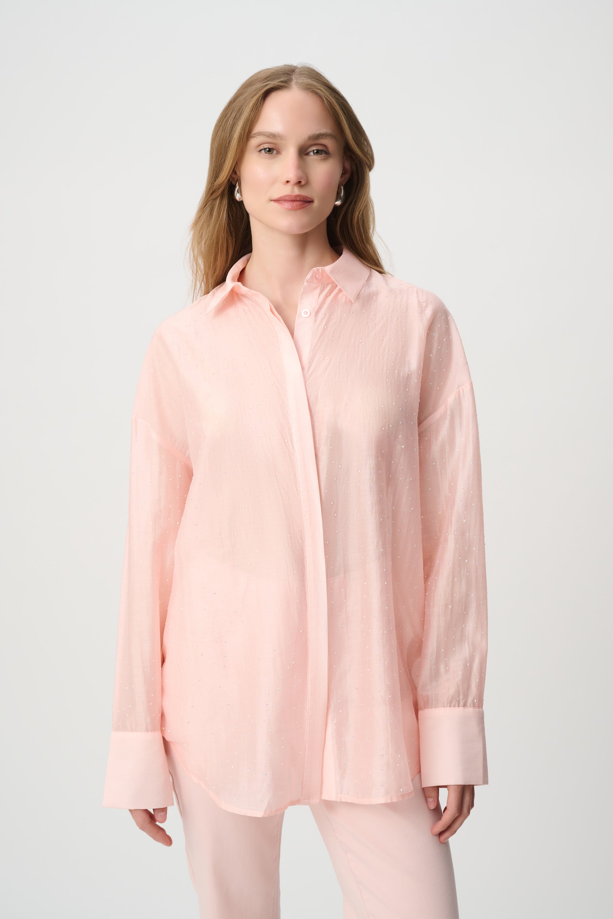 Joseph Ribkoff Rhinestone-Embellished Sheer Blouse