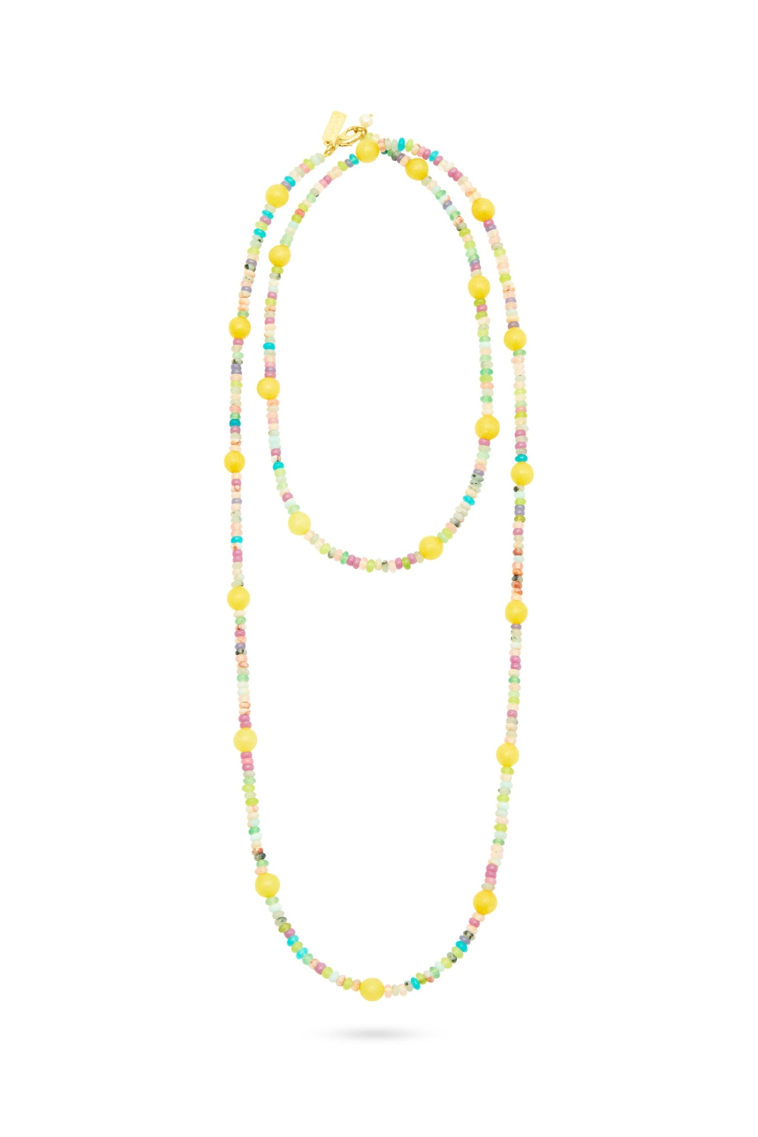 Talis Chains Long Beaded Necklace — Yellow Jade