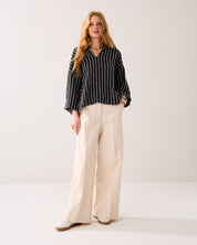 Summum Woman Chenille Stripe Top Black