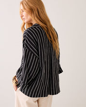 Summum Woman Chenille Stripe Top Black