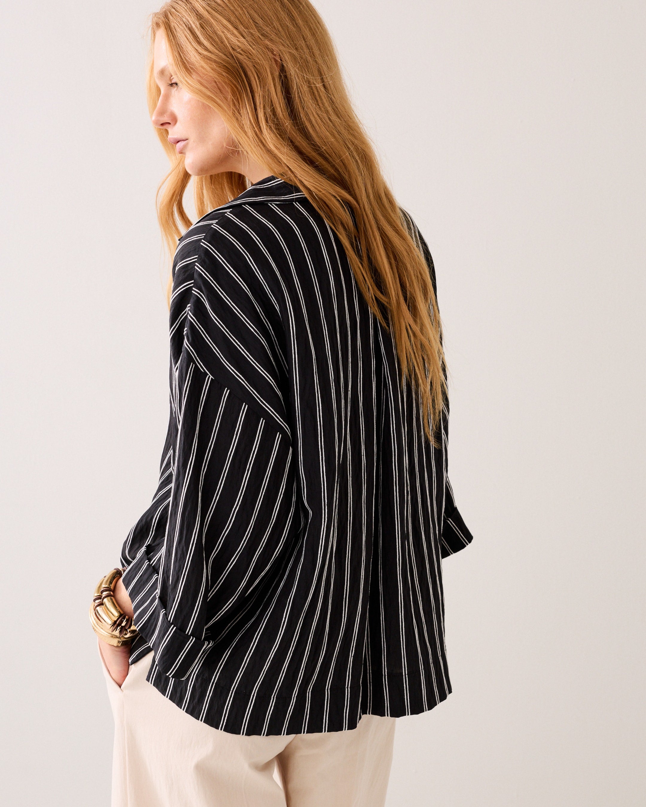 Summum Woman Chenille Stripe Top Black