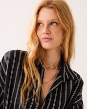 Summum Woman Chenille Stripe Top Black