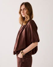 Summum Woman Balloon Sleeve Top Coffee