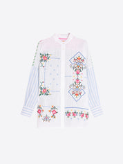 Vilagallo Stripe Linen Embroidered Shirt