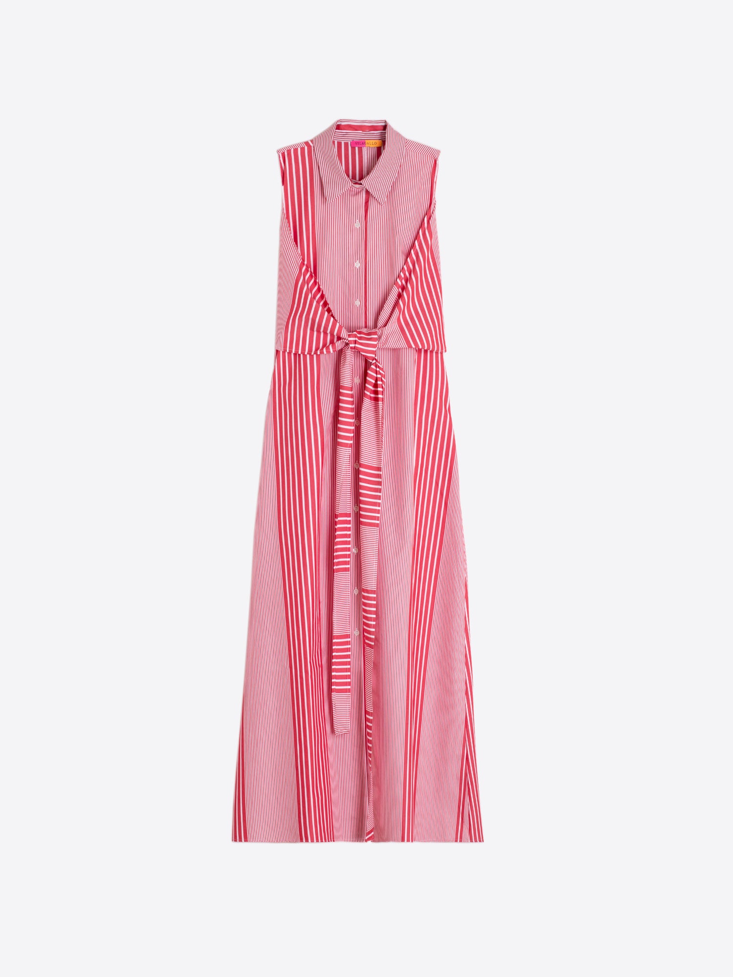 Vilagallo Sleeveless Bow Red and White Stripe Dress 33516