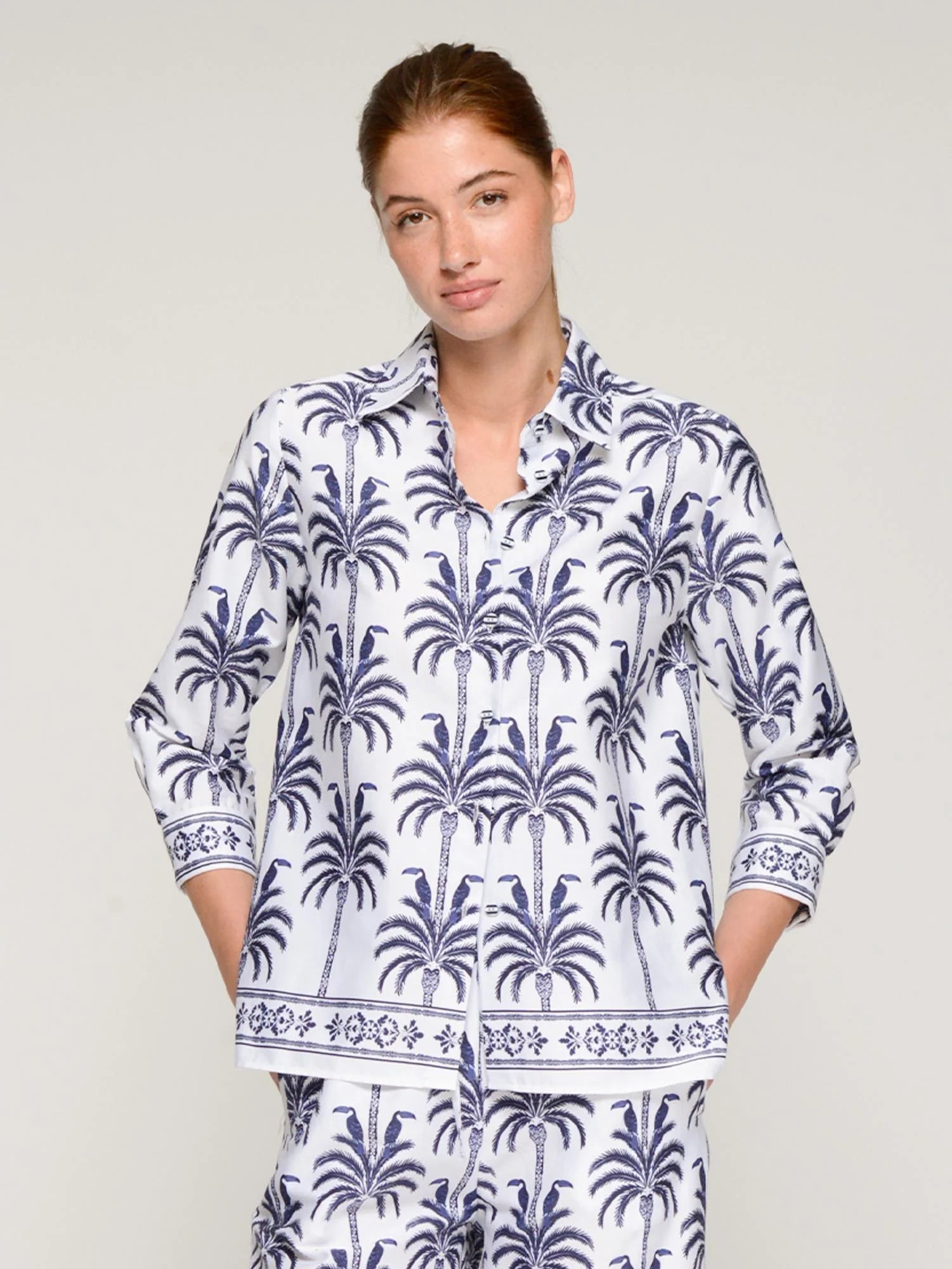 Vilagallo Tiffany Palm Trees & Toucan Print Shirt