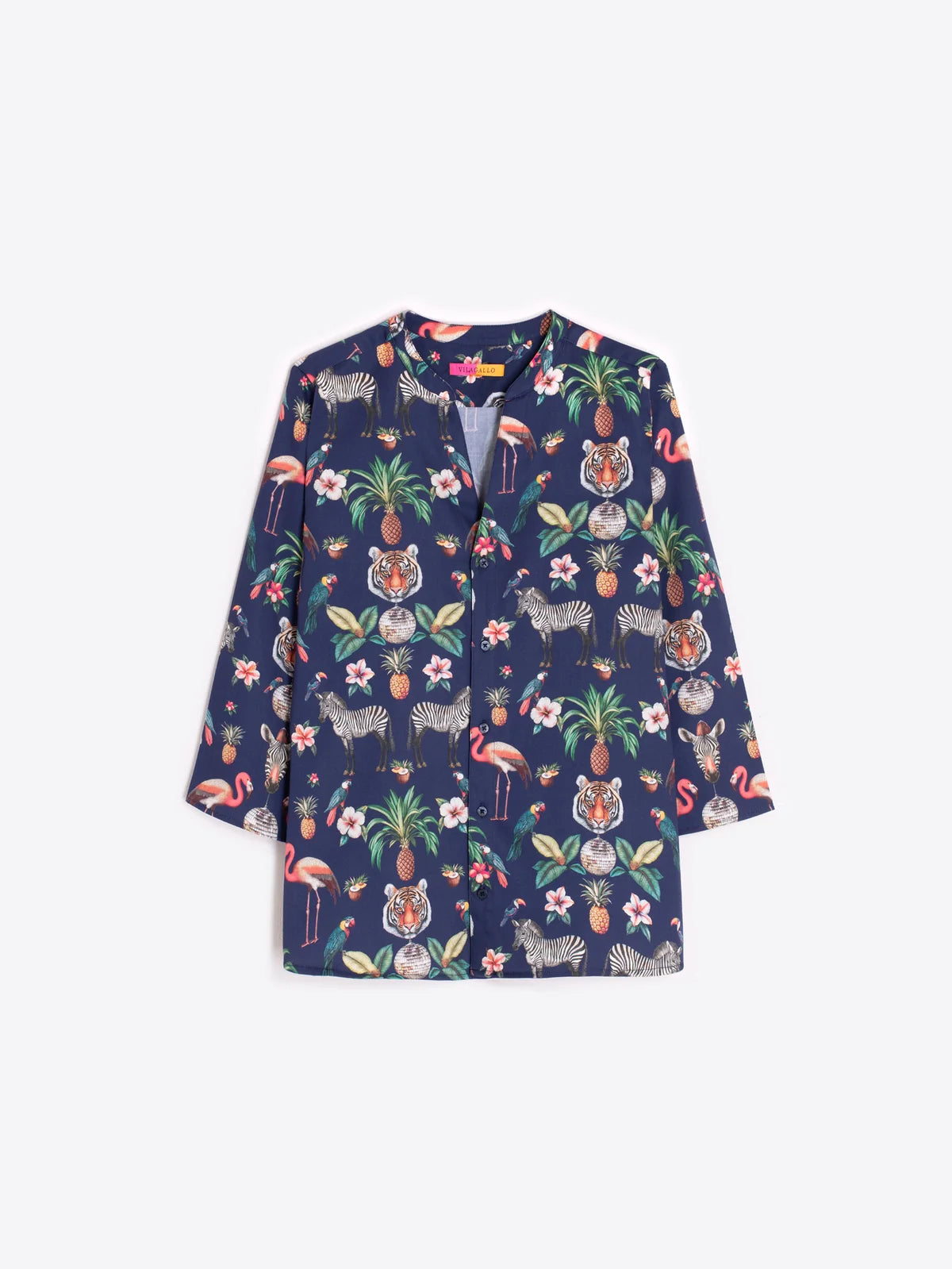 Vilagallo Juiet Navy Jungle Disco Marino Print Shirt