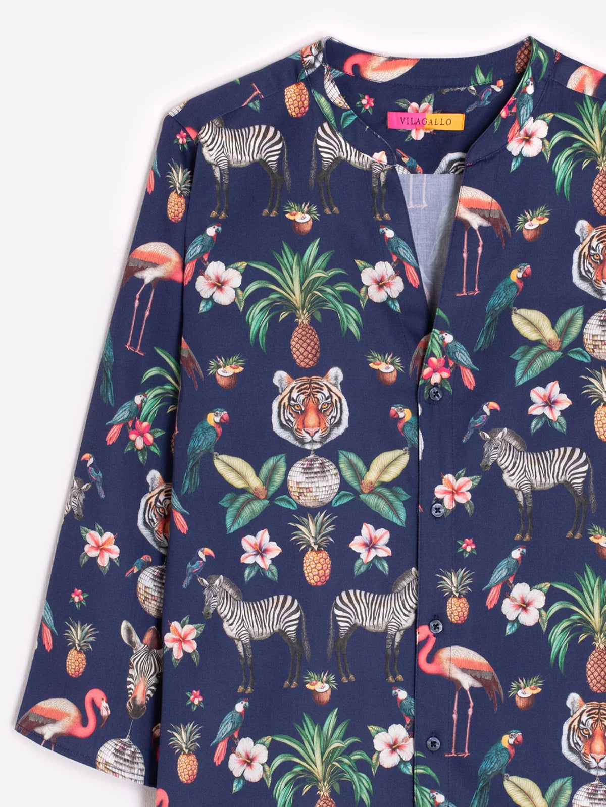Vilagallo Juiet Navy Jungle Disco Marino Print Shirt
