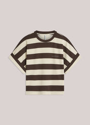 Summum Woman Heavy Stripe Boxy Tee Coffee