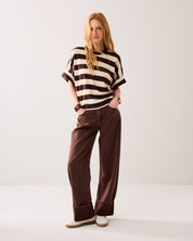 Summum Woman Heavy Stripe Boxy Tee Coffee