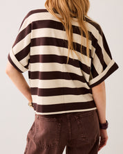 Summum Woman Heavy Stripe Boxy Tee Coffee